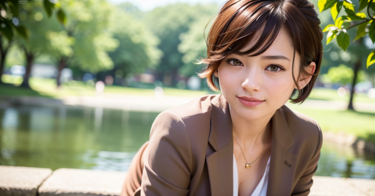 公園で休憩中のOL / Office lady taking a break in the park