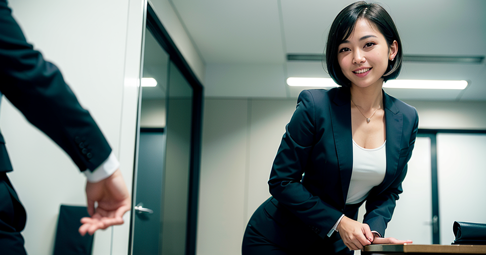 腰をくねらせているOL / Office lady swaying her hips or office lady with a swaying posture