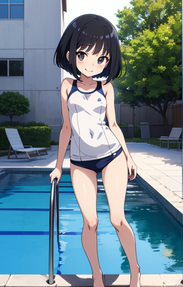 白スクール水着微乳女子 / white school swimsuit small breasts girl