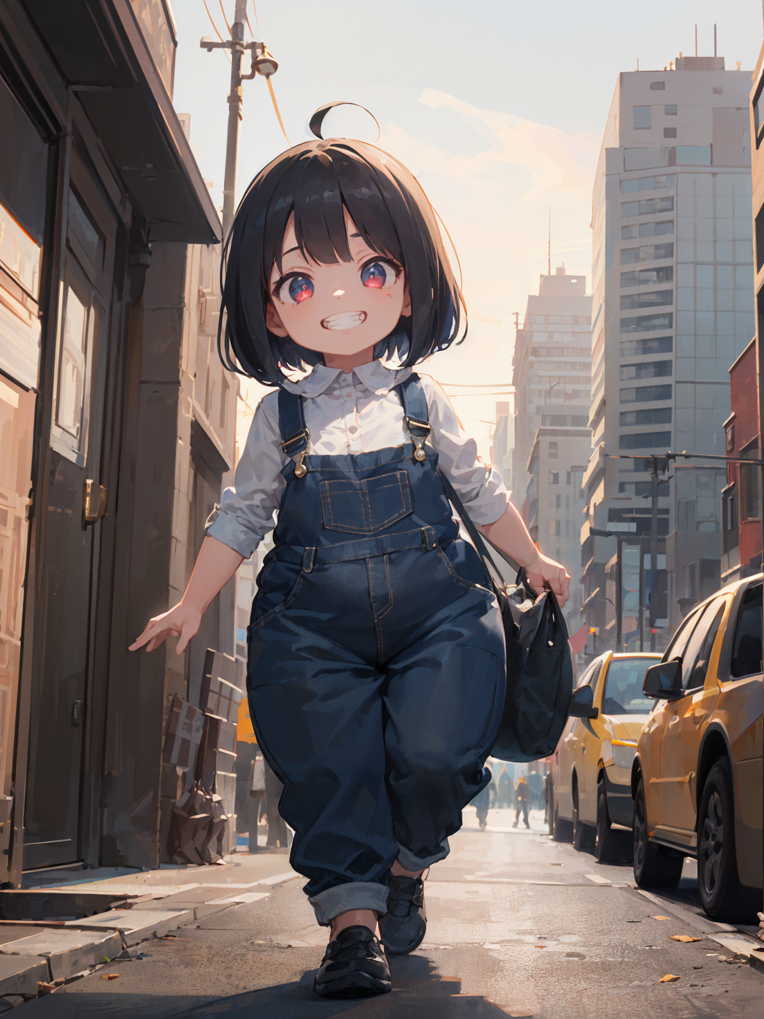 買い物しているオーバーオール少女 / girl in overalls shopping