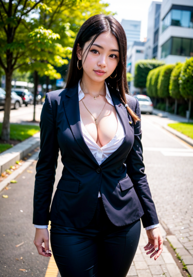 巨乳過ぎて胸元が開いちゃった女子社員 / A female employee who has too big breasts and has an open chest