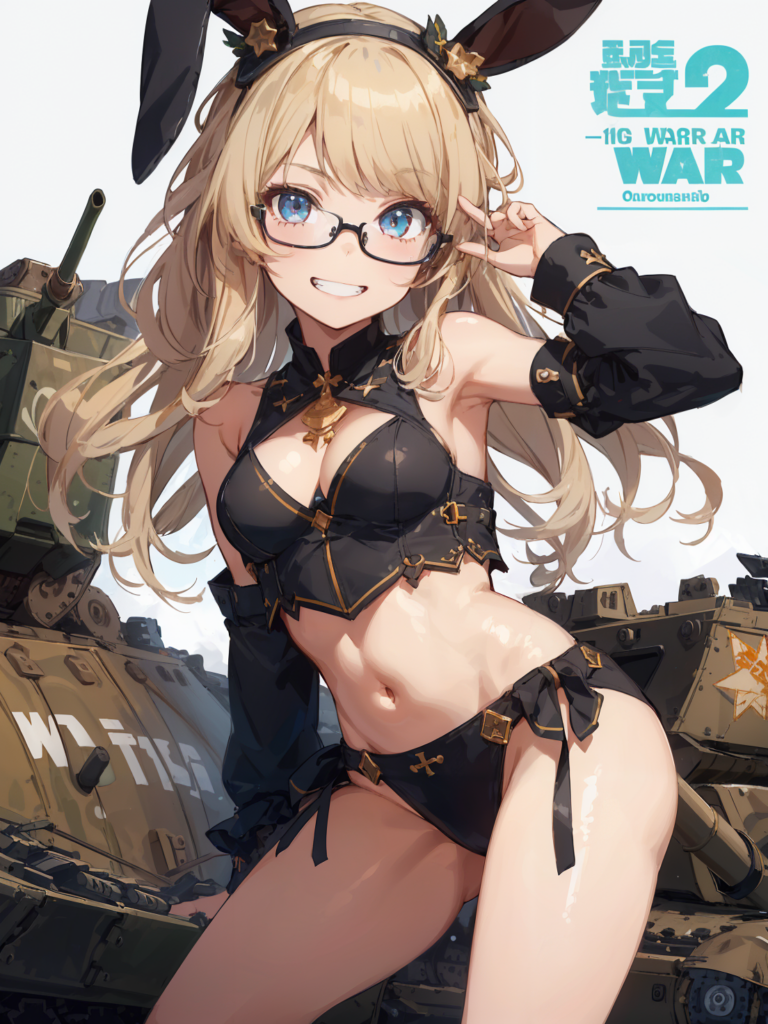 軍事雑誌表紙を飾る眼鏡バニーガール / A bunny girl with glasses on the cover of a military magazine