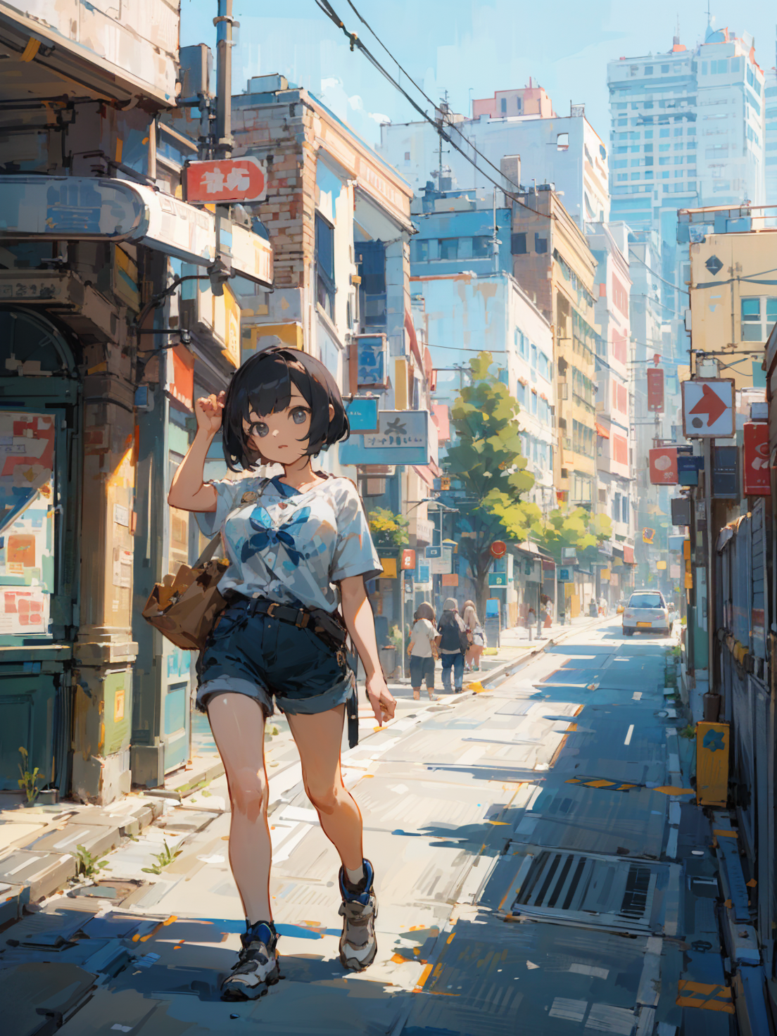 池袋の小道を散歩している少女 / A girl walking along the streets of Ikebukuro