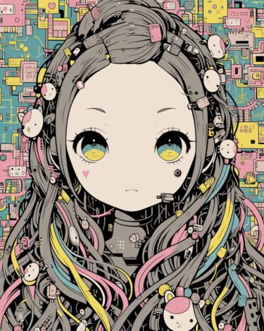 ”デジタルワールドの彼女、色彩の海で目覚める / The Digital Girl Awakens in a Sea of Colors”